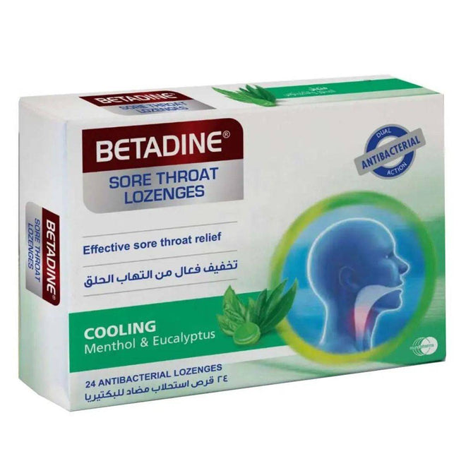 Betadine Sore Throat Cooling Menthol & Eucalyptus 24 Lozenges