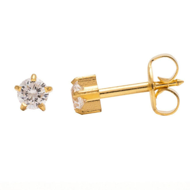 Studex Gold Plated Maxi Tiffany Cubic Zirconia Card Deluxe