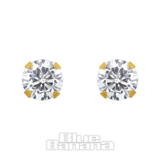 Studex Gold Plated Tiffany 6mm Cubic Zirconia