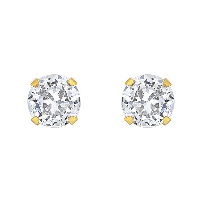 Studex Gold Plated Tiffany 5x5mm Cubic Zirconia Princess Cut