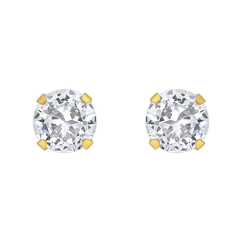 Studex Gold Plated Tiffany 5x5mm Cubic Zirconia Princess Cut