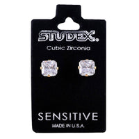 Studex Gold Plated Tiffany 6x6mm Cubic Zirconia Princess Cut
