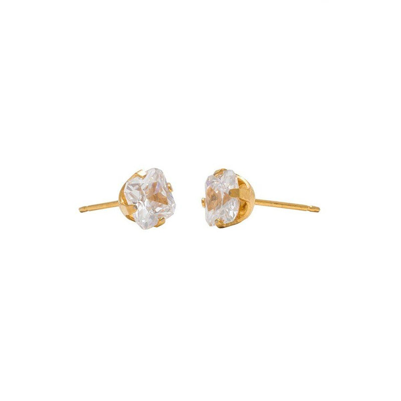 Studex Gold Plated Tiffany 6x6mm Cubic Zirconia Princess Cut