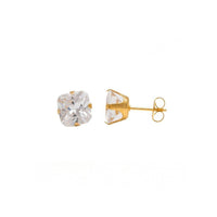 Studex Gold Plated Tiffany 8x8mm Cubic Zirconia Princess Cut