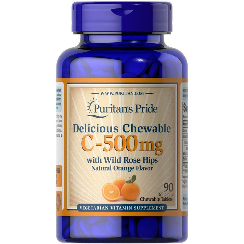 Puritans Pride C 500 With Rose Hips 90 Chewable Tablets