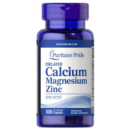 Puritans Pride Chelated Calcium Magnesium Zinc 100 Caplets - Chemist Warehouse UAE