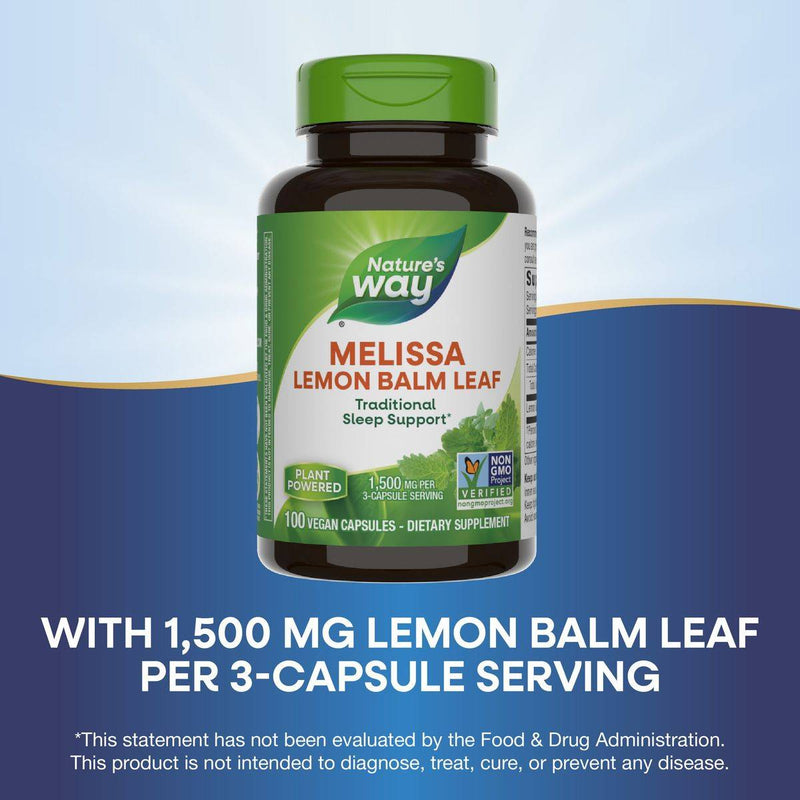 Natures Way Melissa Lemon Balm Leaf 100 VegeCapsules