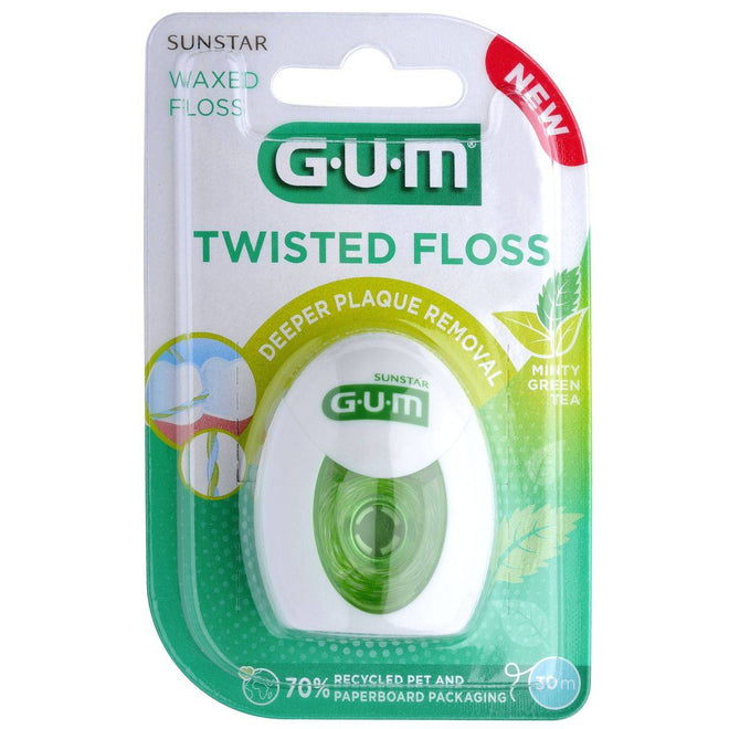 Gum Twisted Floss Waxed Minty Green Tea 30m