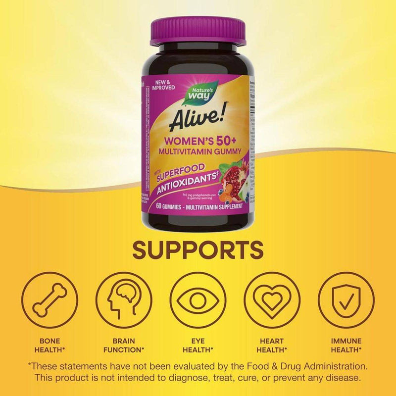 Natures Way Alive! Womens Multivitamin 50+ 60 Gummies
