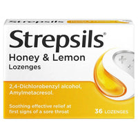 Strepsils Lozenges Honey & Lemon 36 Pack
