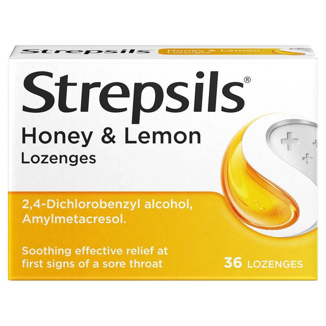 Strepsils Lozenges Honey & Lemon 36 Pack