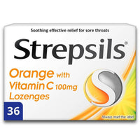 Strepsils Lozenges Orange With Vitamin C 36 Pack