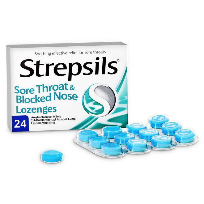 Strepsils Lozenges Sore Throat & Blocked Nose 24 Pack