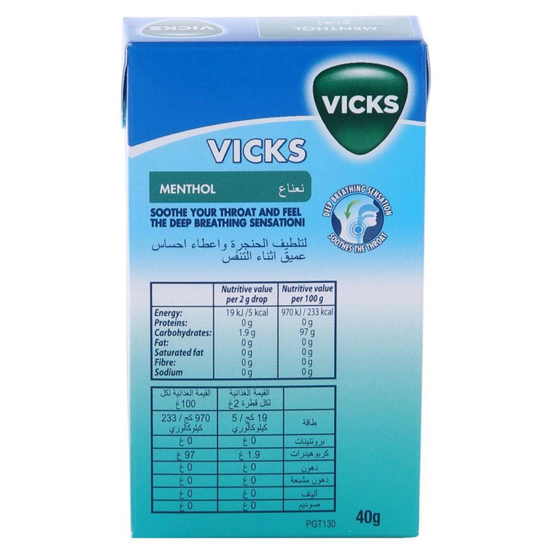 Vicks Throat Drops Menthol 40g
