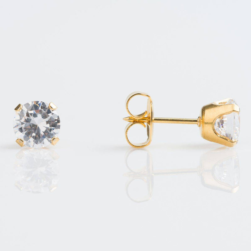 Studex Gold Plated Tiffany 6mm Cubic Zirconia