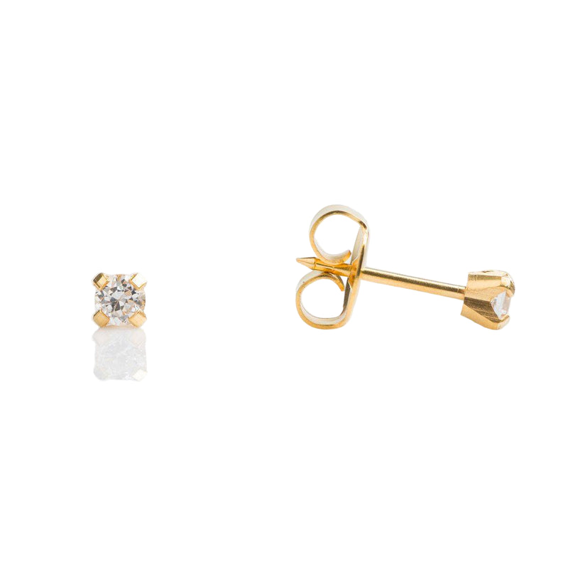 Studex Gold Plated Tiffany 3mm Cubic Zirconia