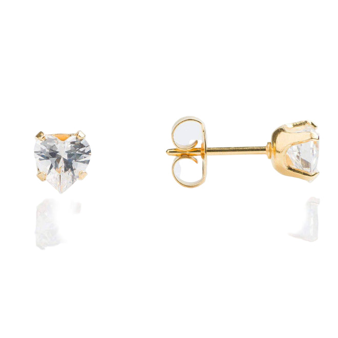 Studex Gold Plated Tiffany 5x5mm Cubic Zirconia Heart