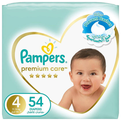 Pampers Diapers Premium Care Taped Size 4 (9-14kg) 54 Pieces