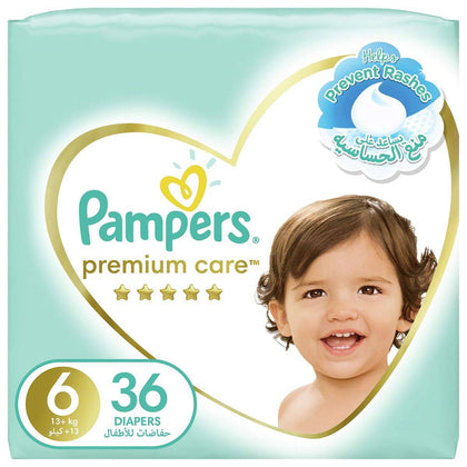 Pampers Diapers Premium Care Taped Size 6 (13+kg) 36 Pieces