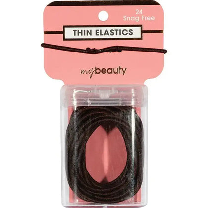My Beauty Hair Snag Free Thin Elastic 24 Pack Brown