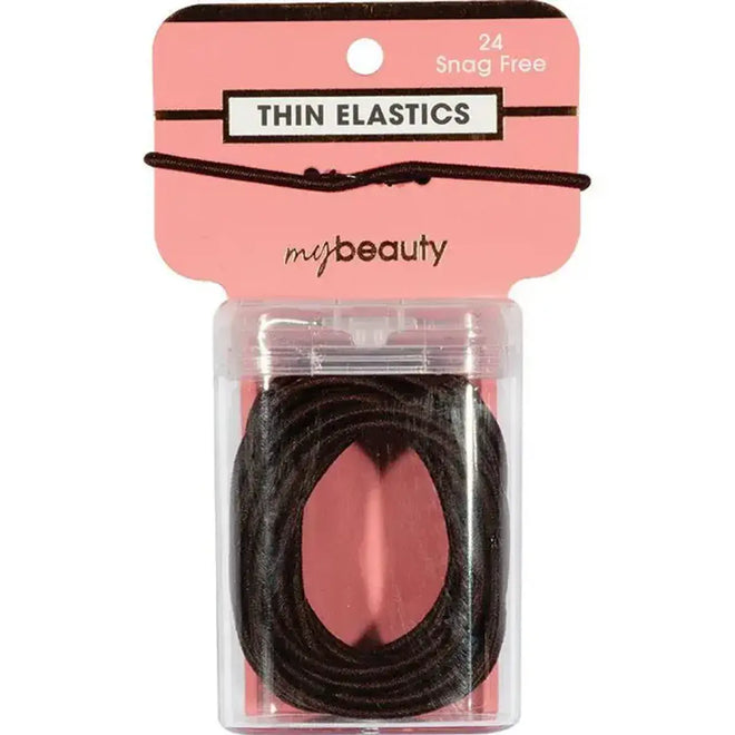 My Beauty Hair Snag Free Thin Elastic 24 Pack Brown