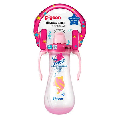 Pigeon Tall Straw Bottle 300ml Pink