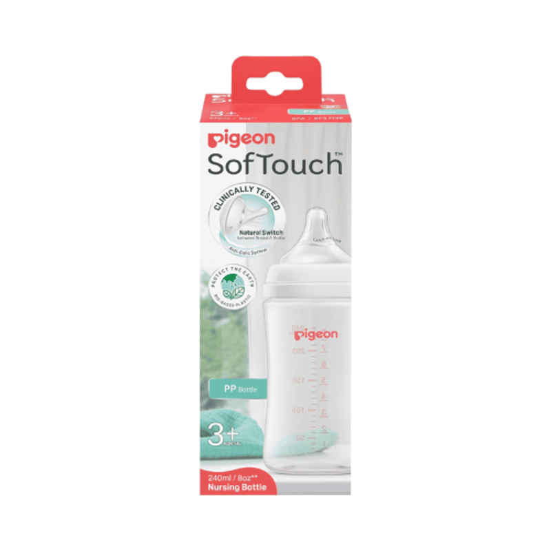 Pigeon SofTouch Plastic Bottle 3 Months+ Latch on Line 240ml