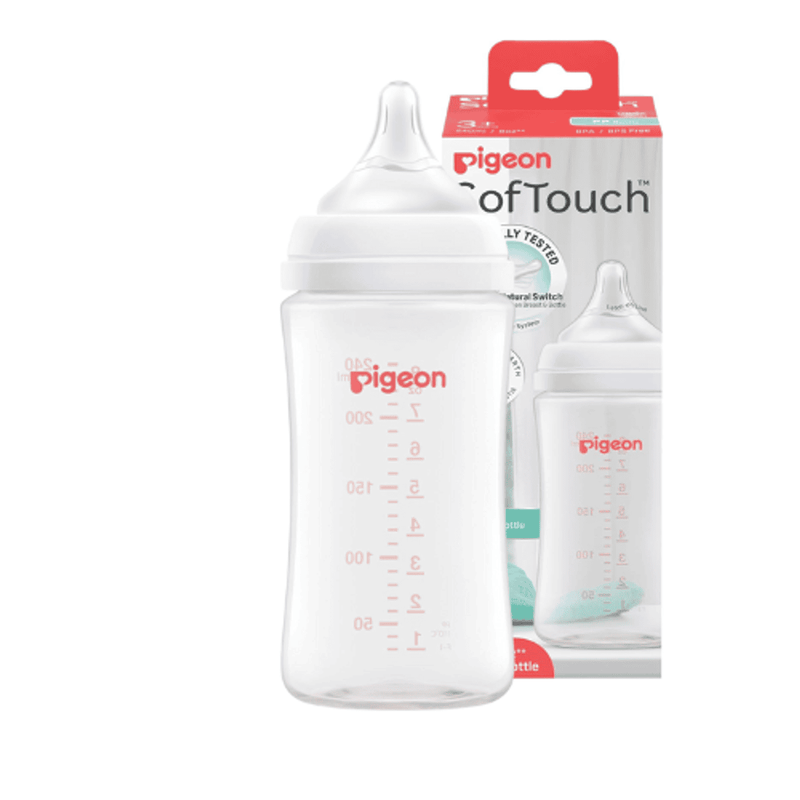 Pigeon SofTouch Plastic Bottle 3 Months+ Latch on Line 240ml