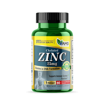 AMS Zinc Chelated 25mg 60 Tablets