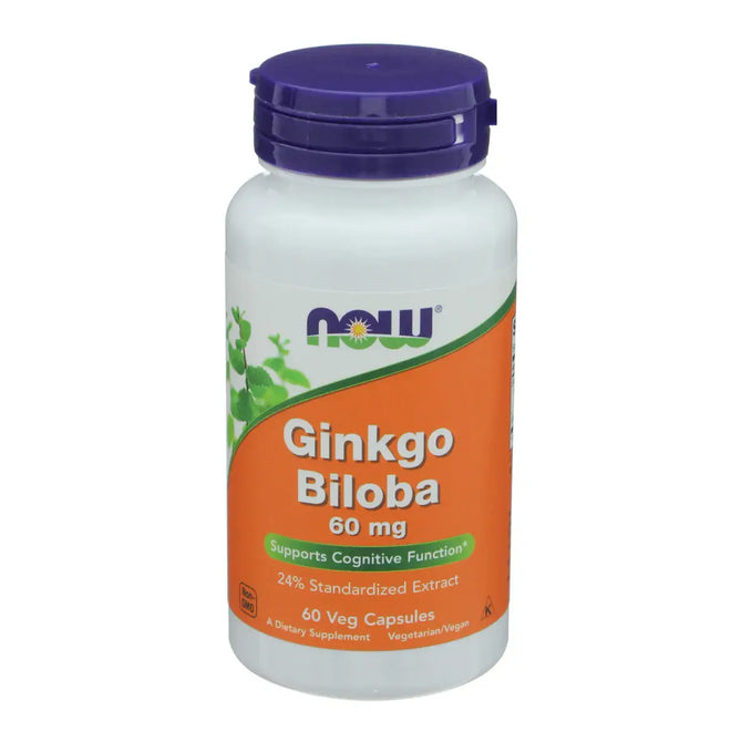 Now Ginkgo Biloba 60mg 60 VegeCapsules