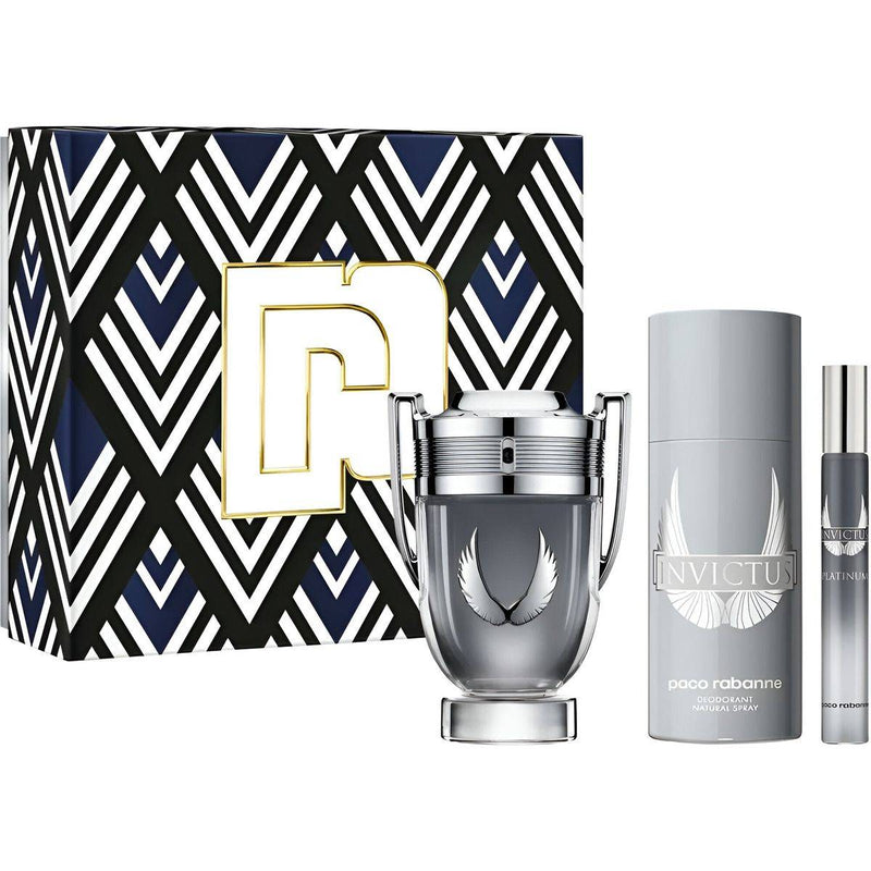 Paco Rabanne Invictus Platinum (M) Set EDP 100ml + EDP 10ml Travel Spray + Deo Spray 150ml