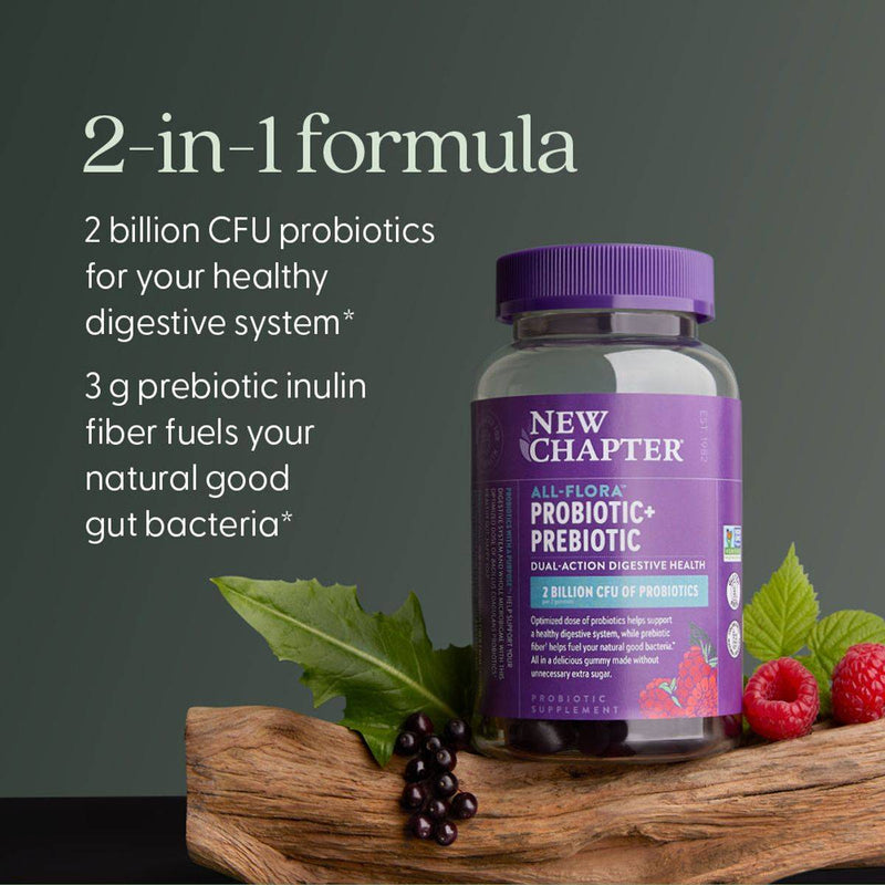 New Chapter All-Flora Probiotic + Prebiotic Dual Action Digestive Health 60 Gummies
