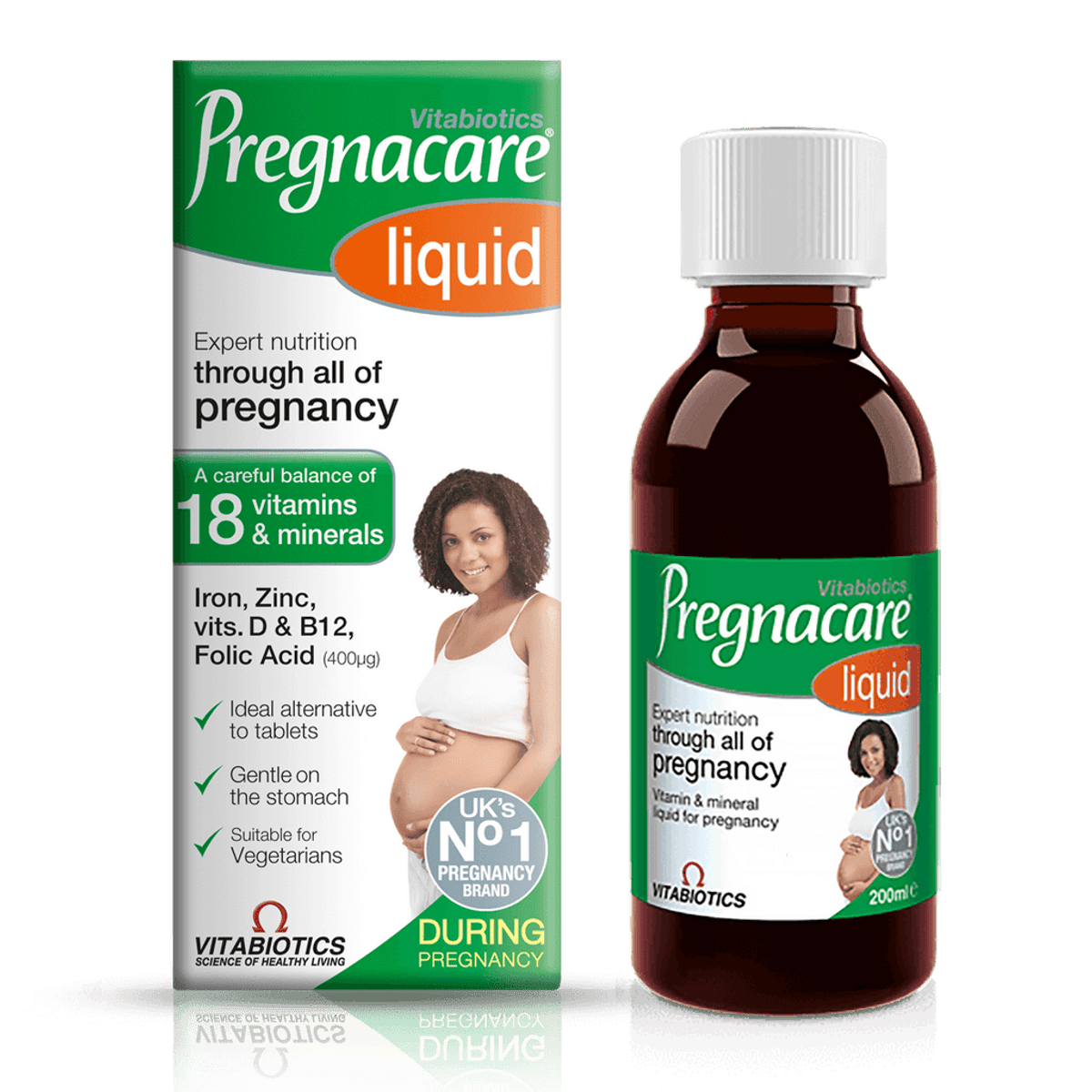 Vitabiotics Pregnacare Liquid 200ml Pregnancy Multivitamin Liquid with Folic Acid, Vitamin D & B Vitamins, Easy-to-Take Formula for Women Who Struggle with Tablets