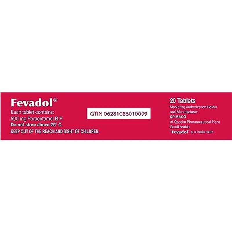 Fevadol 500mg 20 Tablets