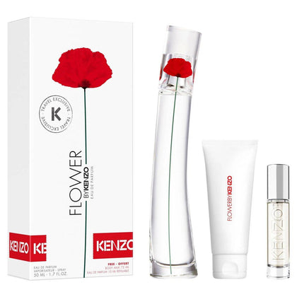 Kenzo Flower By Kenzo Eau de Parfum 50ml + Eau de Parfum 10ml Refill + Body Milk 75ml Gift Set