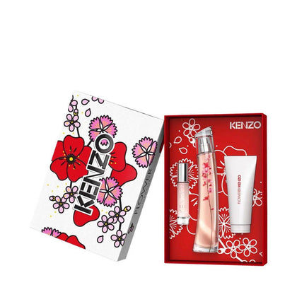 Kenzo Flower Ikebana By Kenzo Eau de Parfum 75ml + Eau de Parfum 10ml Reusable Travel Spray + Body Milk 75ml Gift Set