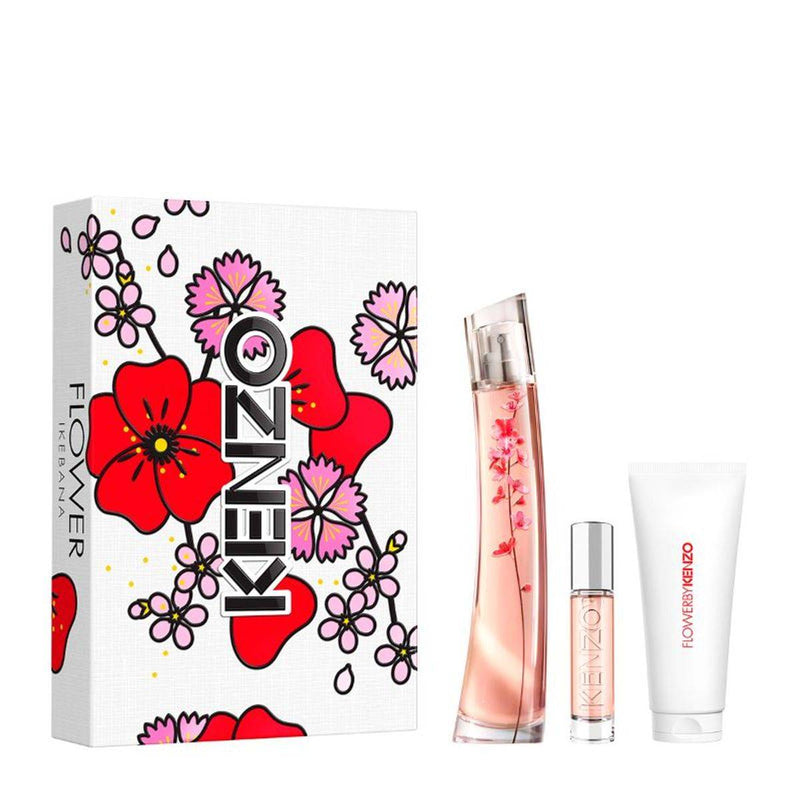 Kenzo Flower Ikebana By Kenzo (W) Set EDP 75ml + EDP 10ml Reusable Travel Spray + Body Milk 75ml
