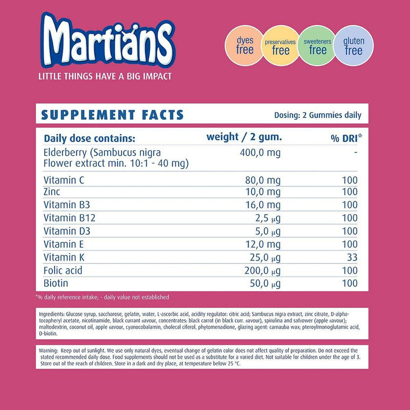 Martians Acute Immunity Booster with Elderberry 60 Gummies
