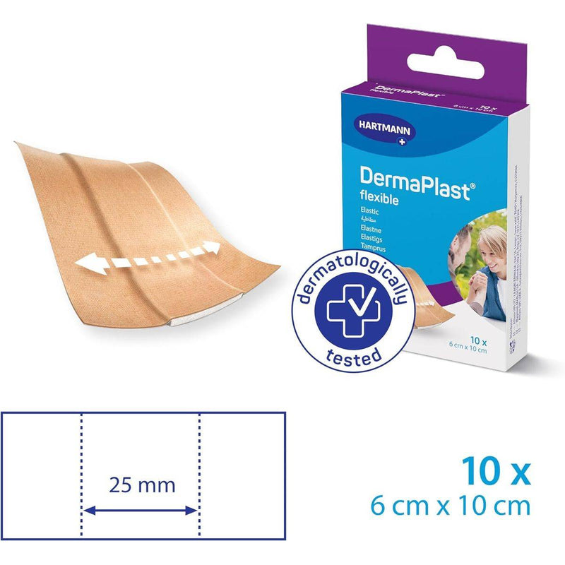 Dermaplast Flexible Elastic Plasters 6x10cm 10 Pieces