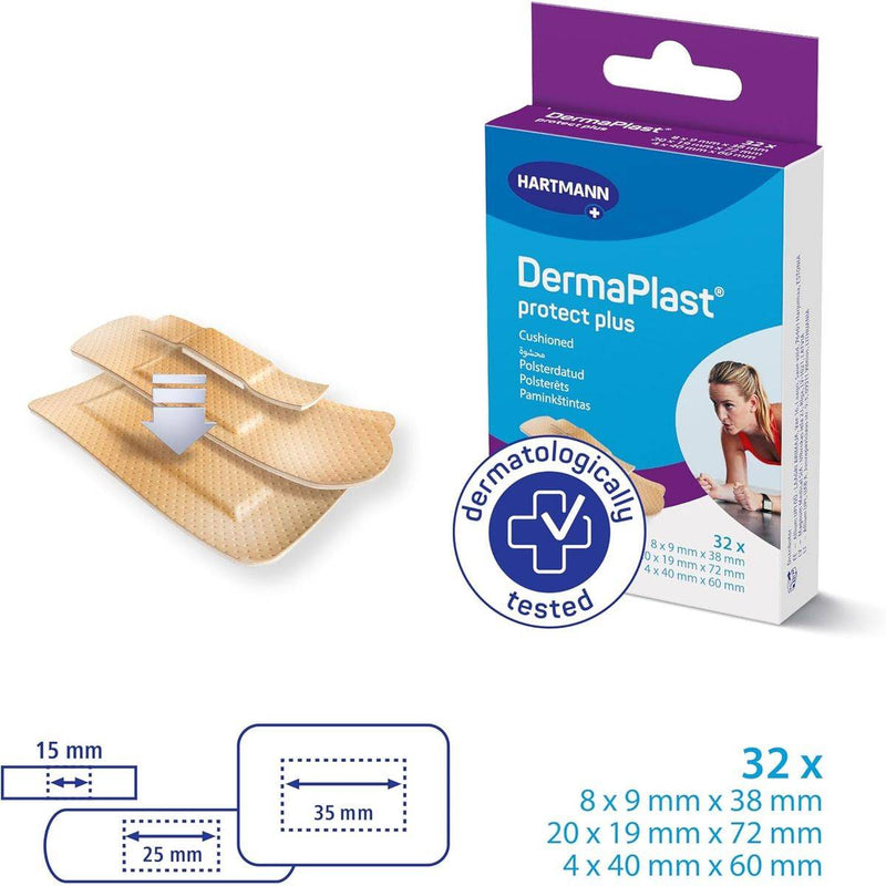 Dermaplast Protect Plus Plasters Assorted 32 Pieces
