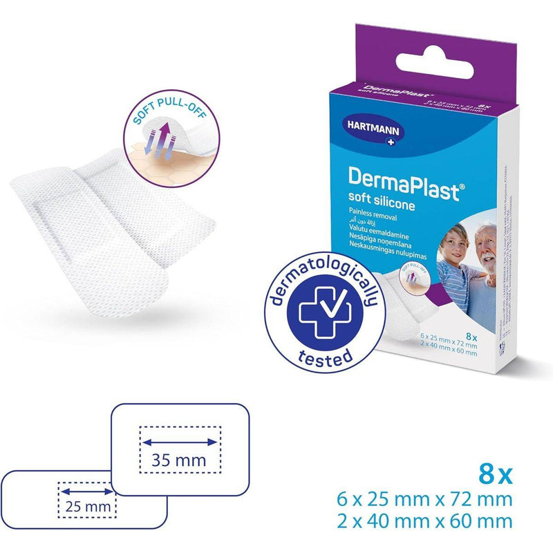 Dermaplast Soft Silicone Plasters Assorted 8 Pieces