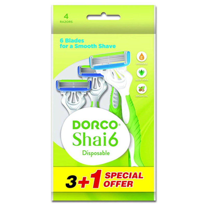 Dorco Razor Disposable Shai 6 Women 3+1 Count