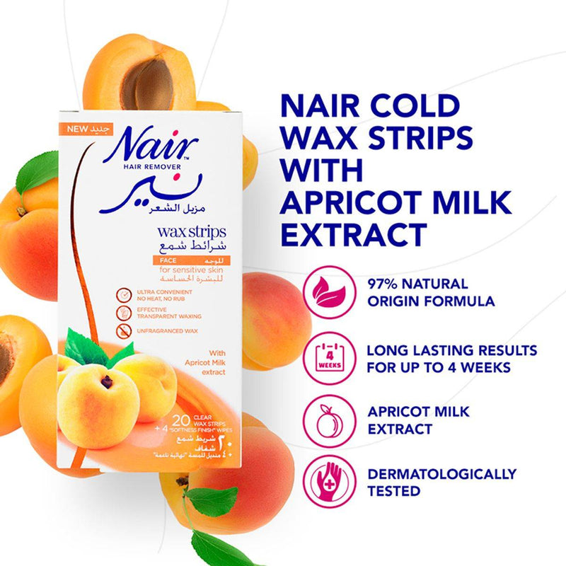 Nair Facial Wax Strips Apricot 20 Pack
