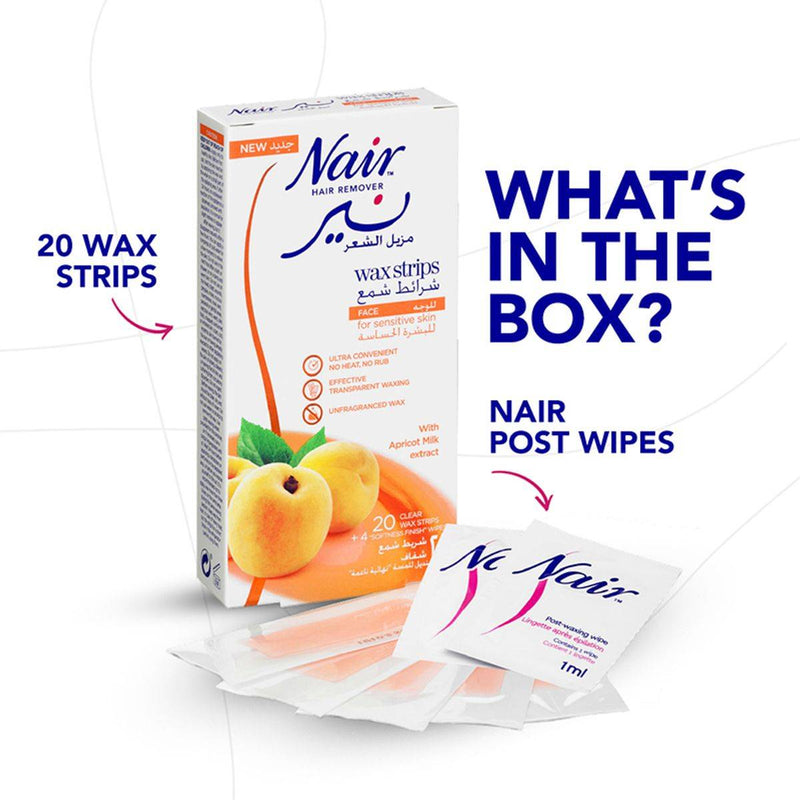 Nair Facial Wax Strips Apricot 20 Pack