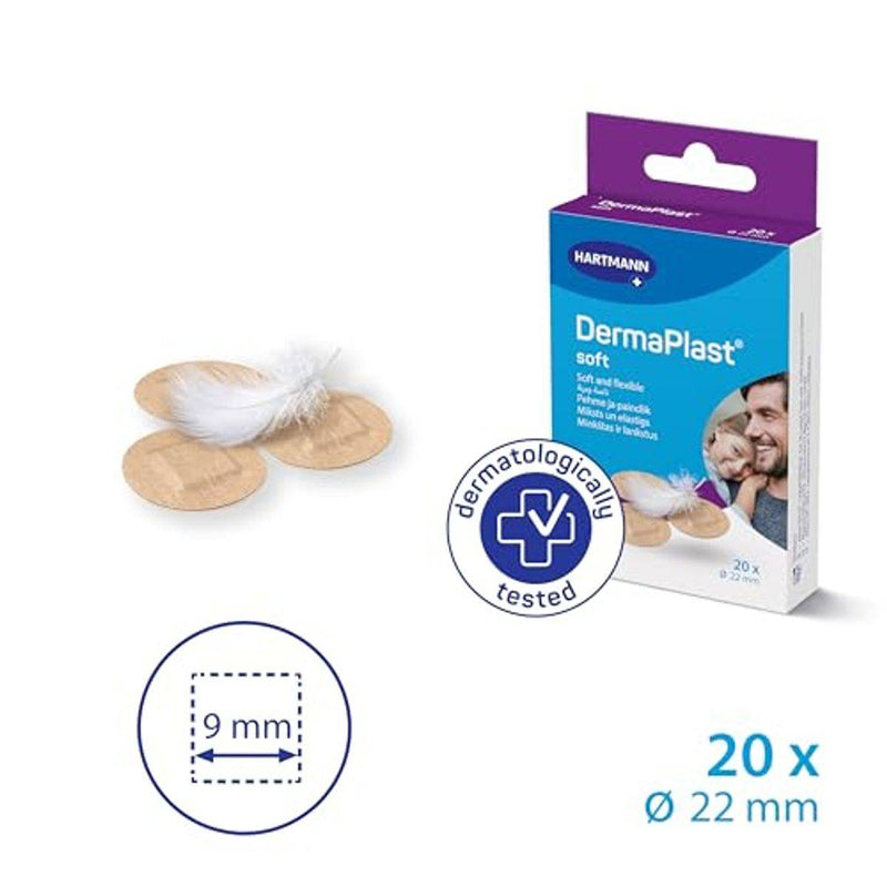 Dermaplast Soft Plasters 22mm Round 20 Pieces