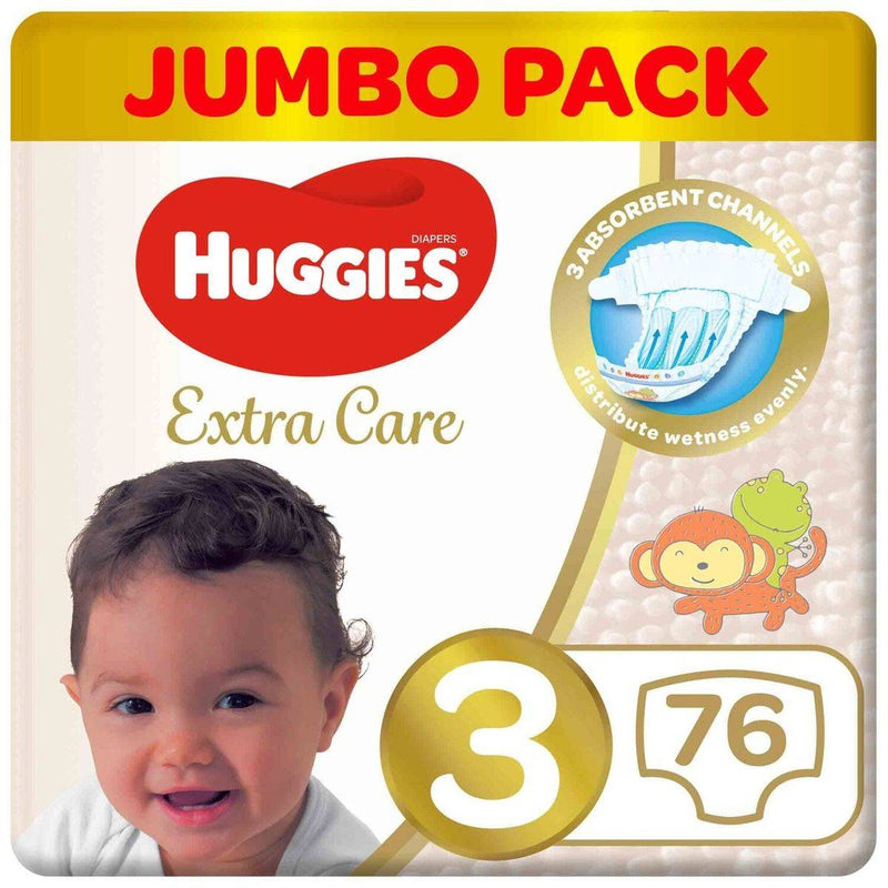 Huggies Extra Care Size 3 (4-9 kg) Jumbo 76 Pieces
