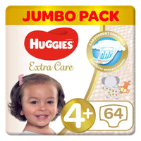 Huggies Extra Care Size 4+ (10-16 kg) Jumbo 64 Pieces