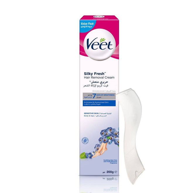 Veet Hair Removal Cream Silky Fresh Legs & Body For Sensitive Skin 200g