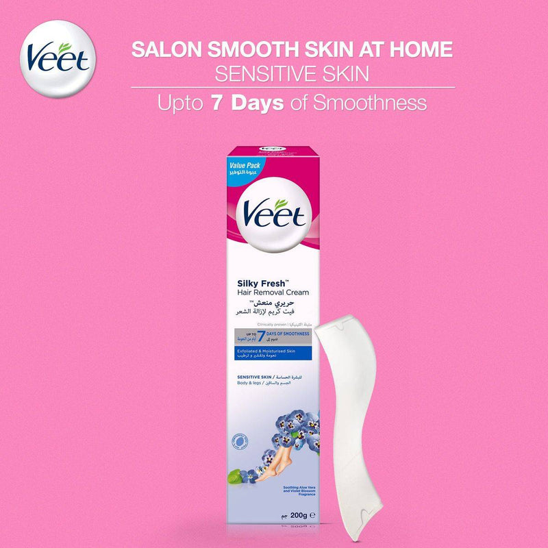 Veet Hair Removal Cream Silky Fresh Legs & Body For Sensitive Skin 200g