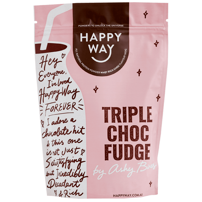 Happy Way Whey Protein Powder Triple Choc Fudge 500g